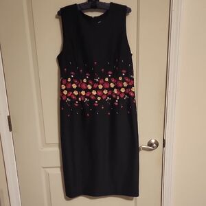 Calvin Klein Black Dress with Colorful Floral Accents